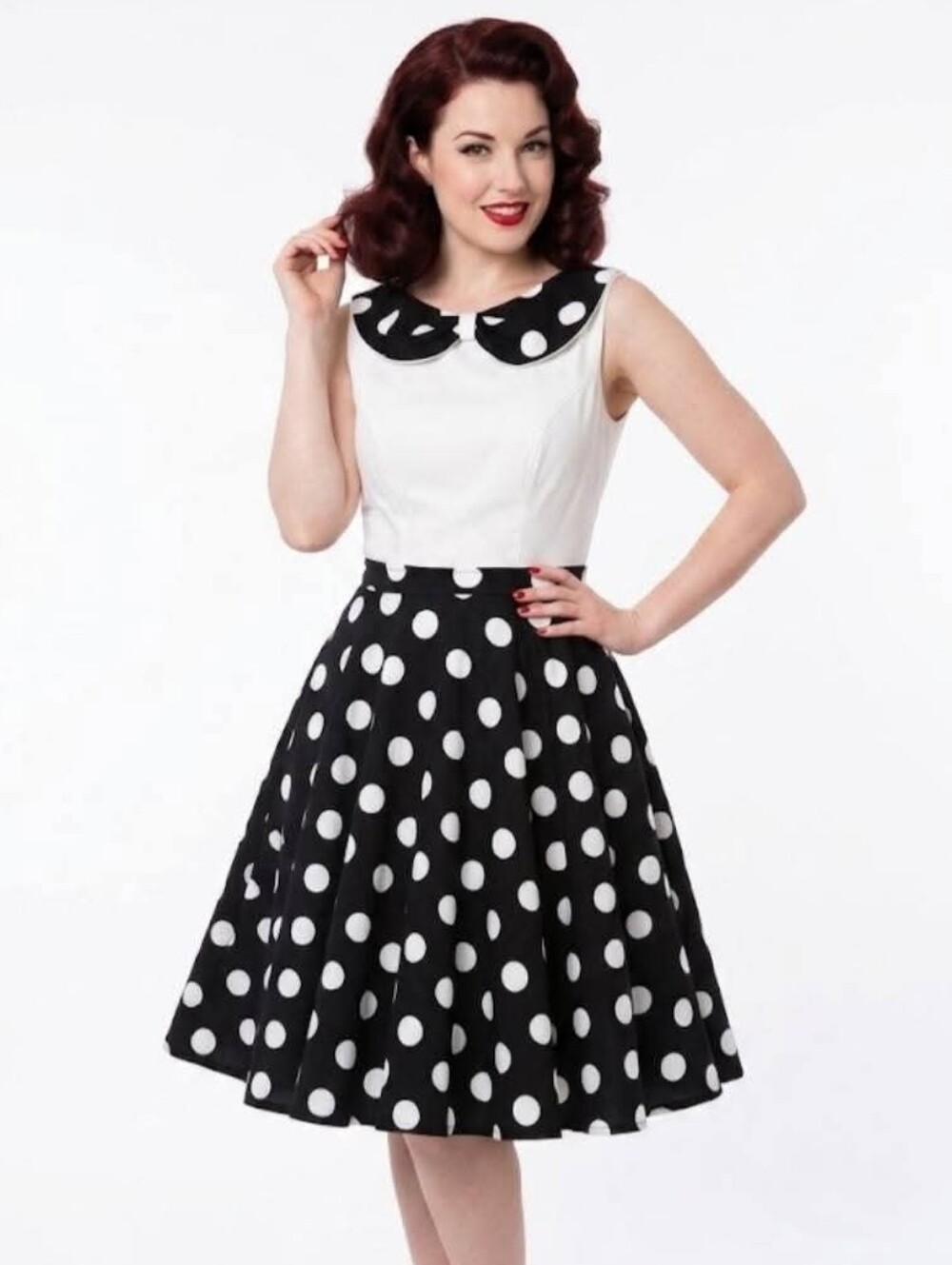 Vintage-Inspired Black and White Polka Dot Circle Skirt